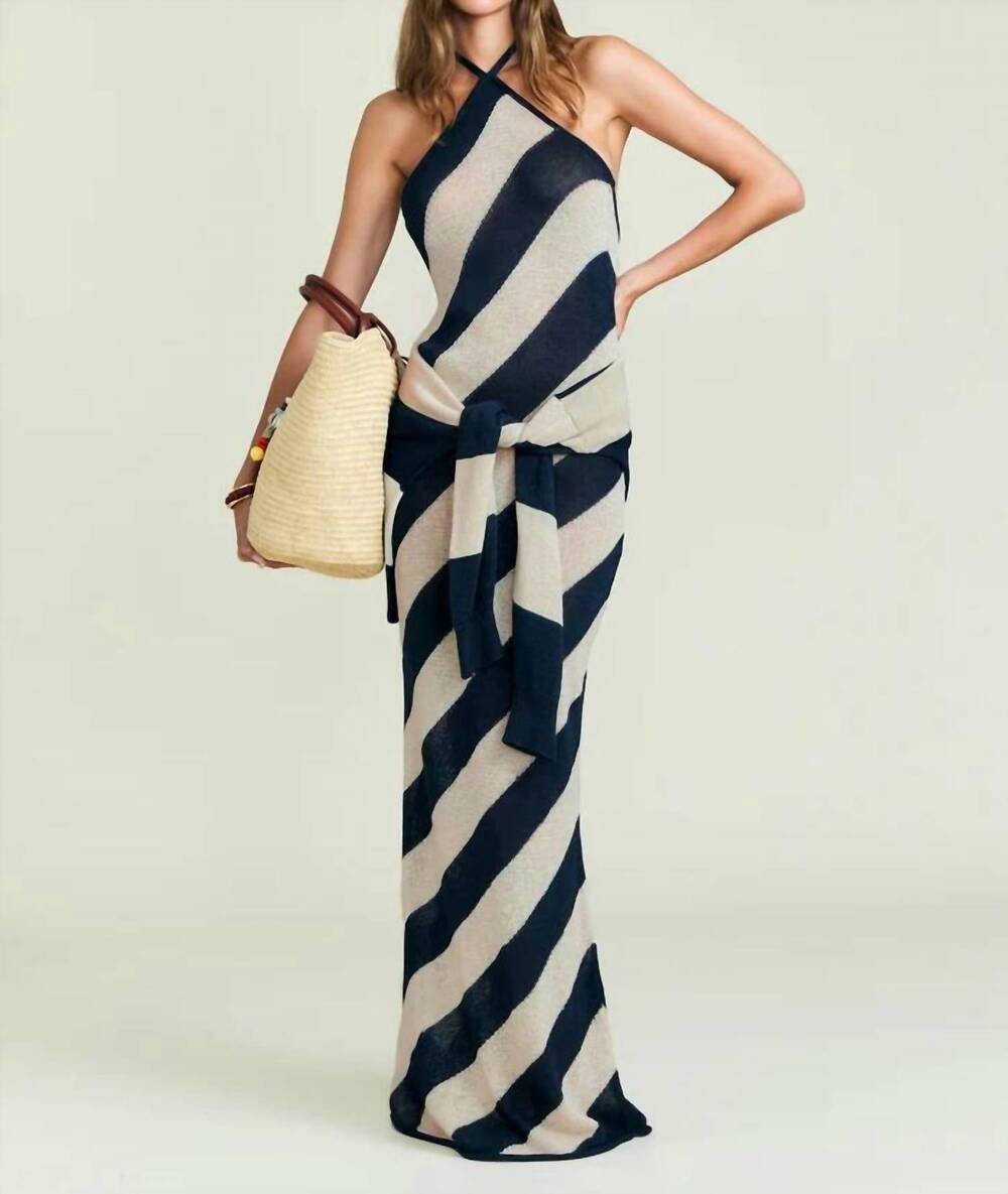 NEW SER.O.YA dree knit maxi dress in navy/eggshell